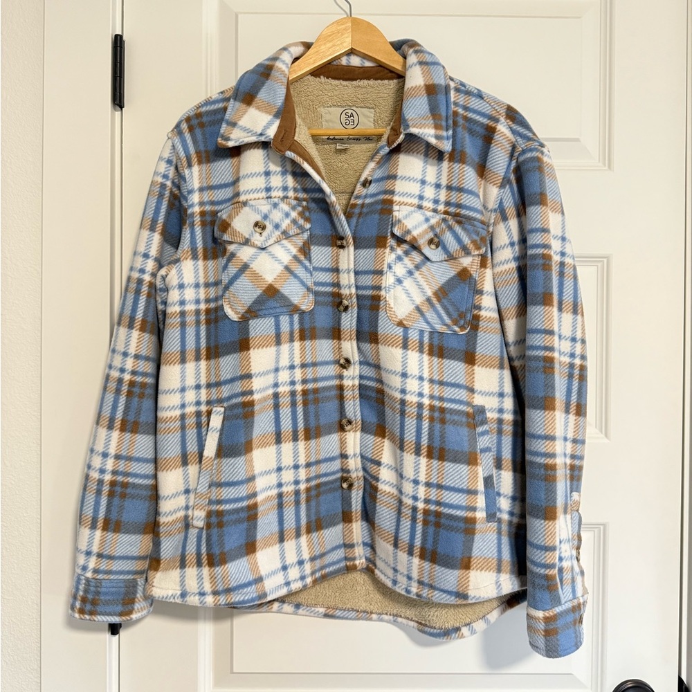 Sage Collective Plaid Button-Up Shacket
